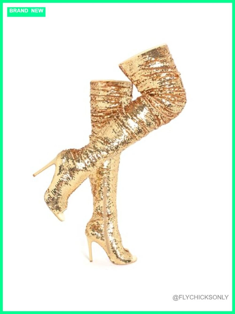 Sparkly Open Toe Thigh High Stiletto Heel Boots Sequins